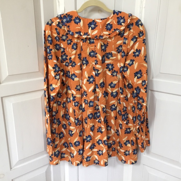 Free People Orange Floral Blouse ~Oversized - Picture 12 of 16